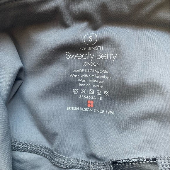 NWT Sweaty Betty Goddess 7/8 Workout Legging Gray Silver Foil Size Small NEW - Picture 10 of 14